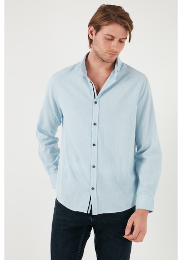 Buratti Pamuklu Regular Fit Düğmeli Yaka Erkek Gömlek Cf20S111871 Açık Mavi