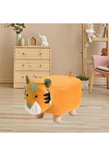 Suntek Magideal Ahşap Osmanlı Tabure Oturma Odası Yaratıcı Turuncu