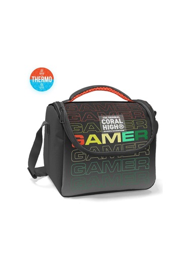 Coral High Kids Siyah Gri Gamer Desenli Thermo Beslenme Çantası 11780