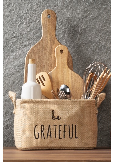 Ocean Home Textile Be Grateful Jüt Sepet 24 x 17 x 14 cm