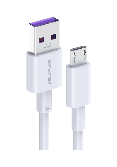 Awei Cl-77m 5a Usb'den Micro Usb Arayüzüne Akıllı Hızlı Şarj Tpe Veri Kablosu, Kablo Uzunluğu: 1m Beyaz
