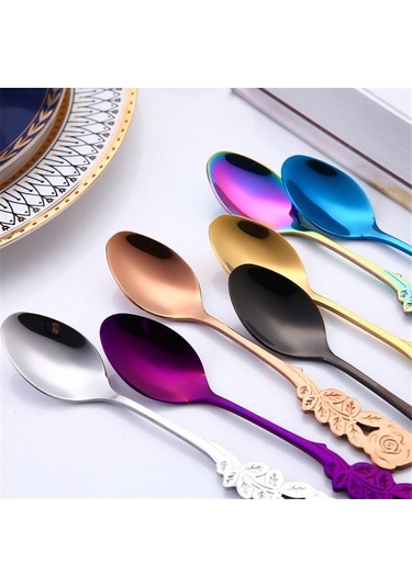 Dancemonkey Küçük Mini Paslanmaz Çelik Kahve Kaşığı Mavi , Pratik Tasarım Mavi