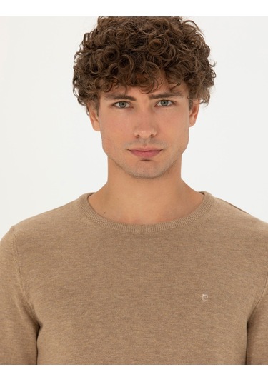 Pierre Cardin Erkek Camel Melanj Triko Kazak 50270179-vr122 Camel Melanj