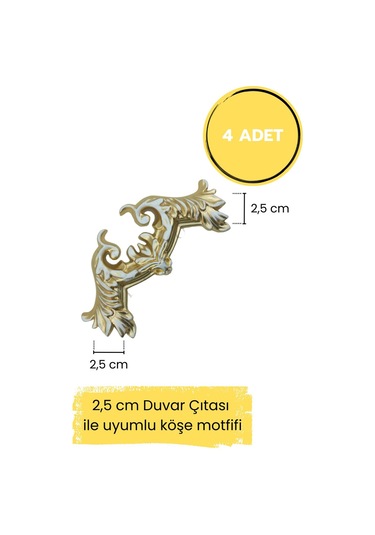 Diecor Dekoratif Polimer 2,5 Cm Duvar Çıtası Uyumlu Köşe Motifi Patina 2,5 Cm Model:xa26