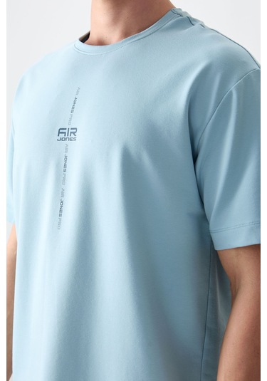 Air Jones Erkek Açık Mavi Oversize 0 Yaka T-shirt 88373 001
