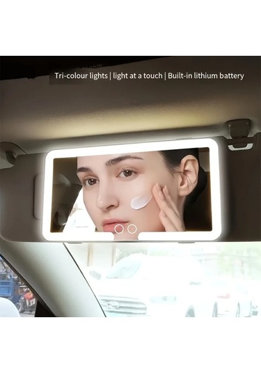 Fastbuy Dream011 Beyaz Çift Düğmeli 1 Karat Led Işıklı Araç Aynası, 3 Modlu Aydınlatma, Dokunmatik Beyaz Beyaz