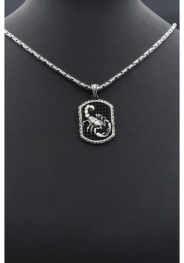Akrep Figürlü 925 Ayar Gümüş Kolye Kral Zincir 2mm 902419 Gümüş