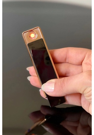 Periboia Kızaklı Gold Usb Şarjlı Çakmak Alevsiz Elektronik Çakmak