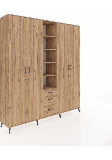 Hyperion Dolap 17 Raflı 3 Çekmeceli 4 Kapaklı 220x44x243 Çam-çam/çam Atlas Çam/atlas Çam