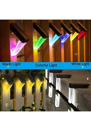 Cbtx Bahçe Aydınlatma Dış Mekan Su Geçirmez Avlu Koridor Basamakları Led Güneş Işığı Sıcak + Renkli Işık