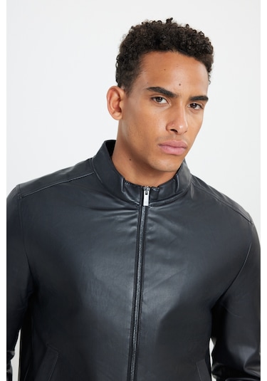 AC&Co / Altınyıldız Classics Erkek Standart Fit Normal Kesim Dik Yaka Mont - Siyah