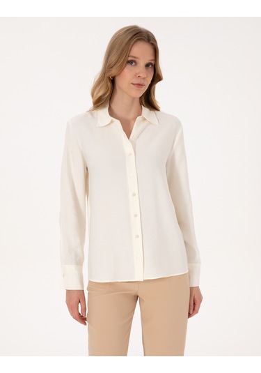 Pierre Cardin Kadın Beyaz Gömlek Desenli 50318219-vr259 Beyaz