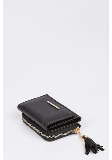 Siyah Püskül Detaylı Bayan Cüzdan - Ol-1059 Siyah