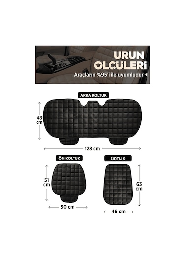 Togg T10x Siyah Renk Tay Tüyü Cepli & Terletmez Sırtlı Oto Koltuk Minder Seti - Koltuk Koruma Kılıfı Ön & Arka Tam Set