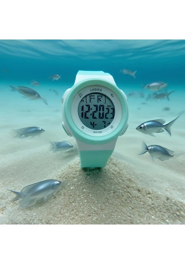 Primepickings Siyah Çocuklar İçin Dijital Alarmlı Su Geçirmez Öğrenci Saati Siyah