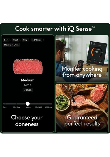 Chef İq Sense Şarjlı Akıllı Kablosuz Et Termometresi Ultra İnce Problu Bluetooth Et Termometresi