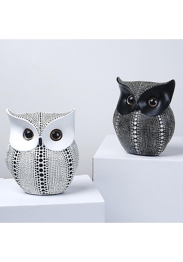 Opulentliving 1 Adet Reçine Baykuş Heykelcik, Siyah, Yaratıcı Dekoratif Figür, Ev Dekoru, Hediye Odaklı