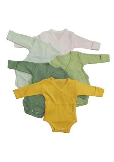 Uzun Kollu Kendinden Eldivenli Çıtçıtlı Kruvaze Badi 5 Li Paket Çok Renkli