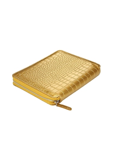Victoria Journals Croco Zipperfolder Noktalı Organizer - Defter Altın 14.8x21cm