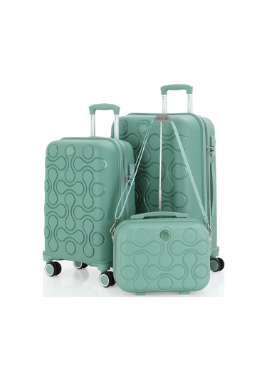 Mçs Polipropilen 3lü Valiz Seti Orta & Kabin & Makyaj V376 S23sy1000052-set 10426 Su Yeşili