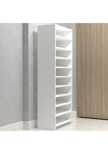 Kenzlife Ayakkabılık Konevi Mat Beyaz Suntalam 155 060 30 Otuz Çift Ayakkabı Kapasitesi Arkalıksız Beyaz