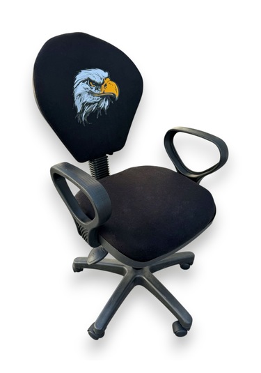 Kara Kartal Desenli Taraftar Baskılı Çocuk Odası Ders Çalışma Ofis Koltuğu Bilgisayar Sandalyesi Siyah - Beyaz