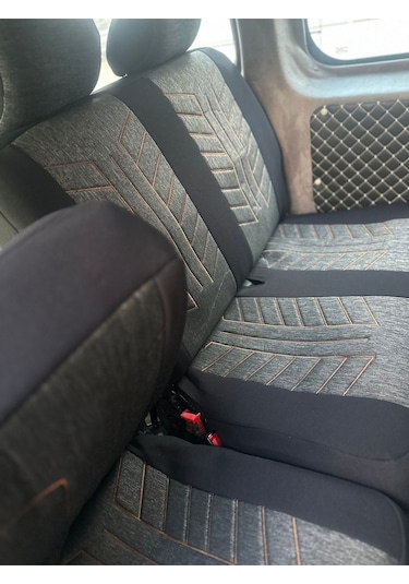 Argalı Ford Courier Araca Uygun Oto Koltuk Kılıfı Üniversal Keten Ve Suni Deri Cepli Oto Koltuk Kılıf Bej