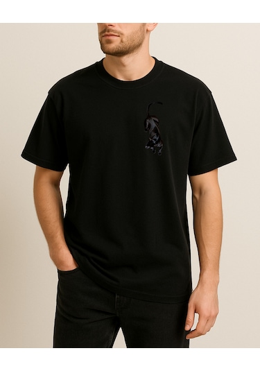 Hugo Boss Etnik Puma Baskılı T-shirt Siyah