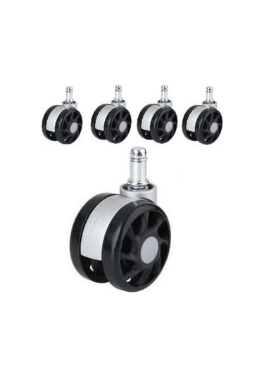 Kromaj Metal Yıldız Ayak Tekerlekli Amortisörlü Ofis Büro Çalışma