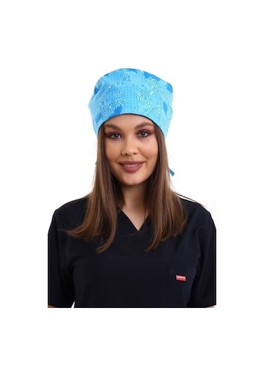 Turkuaz Kamuflaj Desenli Cerrahi Bone - Doktor Bone-Standart-3902 Turkuaz Kamuflaj
