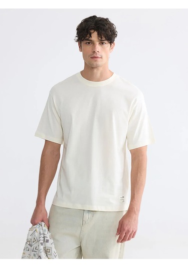 Lc Waikiki Ekru Regular Fit %100 Pamuk Erkek Tişört