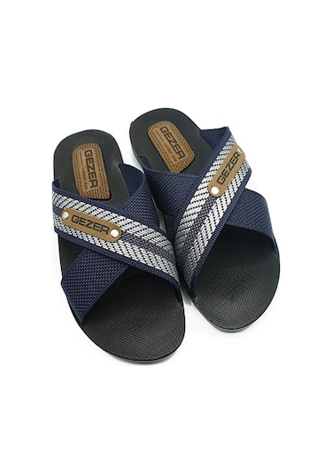 Gezer Erkek Halatlı Siyah Terlik Sokak Yazlık Lacivert 001
