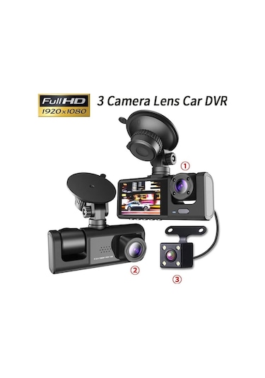 Tongxida 3 Lens Kamera Araç İçi Kamera, Beyaz, Model Xyz, Boyut M, Tüm Araçlar İçin Uygun