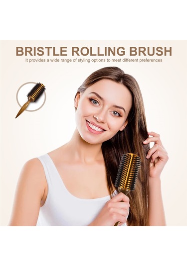 Xurunkeji Düz Twill Saç Tarağı Doğal Domuz Kılı Rulo Fırça Yuvarlak Namlu Üfleme Kıvırma Dıy Kuaförlük Şekillendirme Aracı