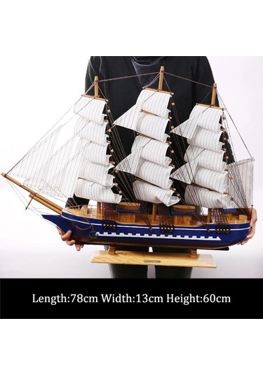 Ahşap Yelkenli Gemi 75cm El Yapımı Vintage Dekor Model Yat