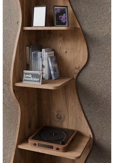 Wave 5 Raflı Dekoratif Kitaplık Dosya Rafı 180 Cm Kitaplık Çam