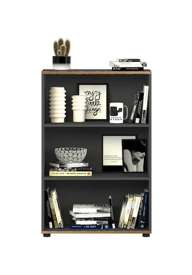 Rio 3 Raflı Kitaplık - Antrasit/kontra 72x109x34 Cm Antrasit