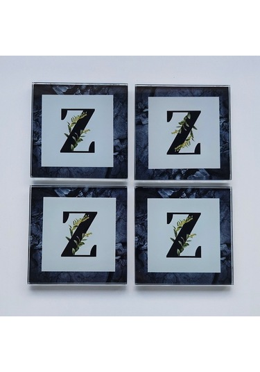 Decorita Cam Bardak Altlığı Z Harfli Tasarım 4'lü Takım 10 x 10 CM Çok Renkli