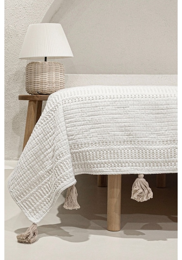 Koza Home Assos Krem Taş Yıkama Çift Kişilik Yatak Örtüsü 230x250 5035 514007 Diğer