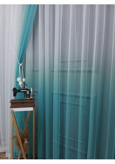 Tül Perde Çocuk Odası Yeni Tasarım Mint Renkli Renk Geçişli Değrade Sağ/sol Takım Tül Fon Perde Mint