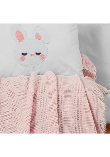 Kanz Bebek Waffle Müslin Nakışlı Pike Knz-021 Bunbun Bunbun