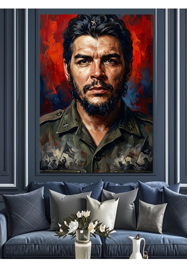 Che Guevara Karizmatik Portre Çalışması Dekoratif Kanvas - Mdf Ahşap Tablo