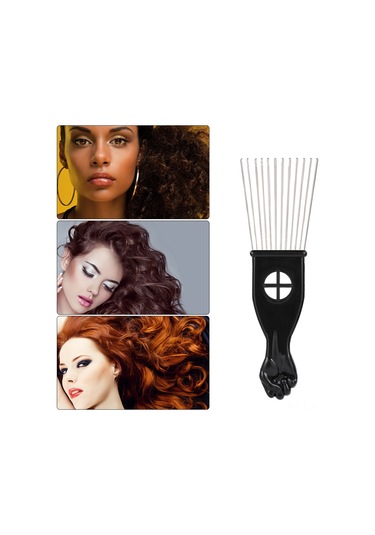 Mufunye Saç Şekillendirme Seti - 3'lü Metal Afro Tarak, Kıvırcık Saçlar İçin