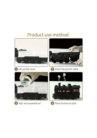 Honeybeeshop Siyah Usb Mini Tren Tasarımı Yağ Difüzörü 2 Işık Soğuk Buhar Çift Püskürtme Modu Ev Ofis