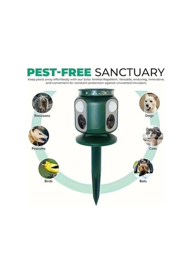 Besthome1 Güneş Enerjili Hayvan Kovucu: Çift Sensörlü, 2000mah, Yeşil Kuş Savar