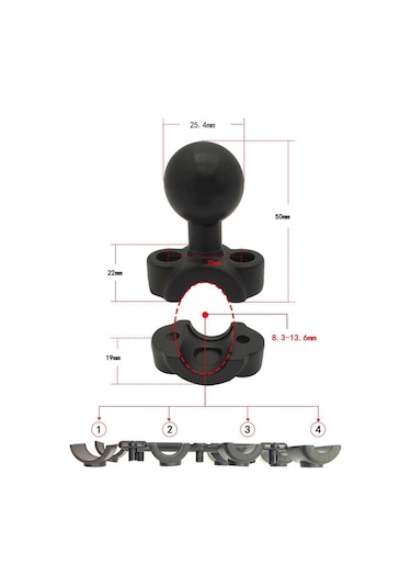 Suntek Motosiklet Gidonu Bilya Tabanı Kiti Telefon Tutacağı 25.4 MM