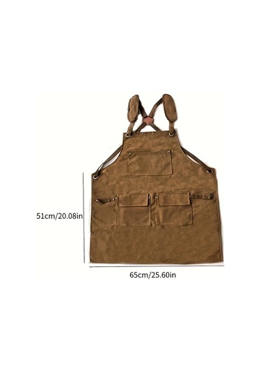 Dashanshop Mavi Dayanıklı Mumlu Bez İş Önlüğü Çok Cepli Ayarlanabilir Askı Mavi