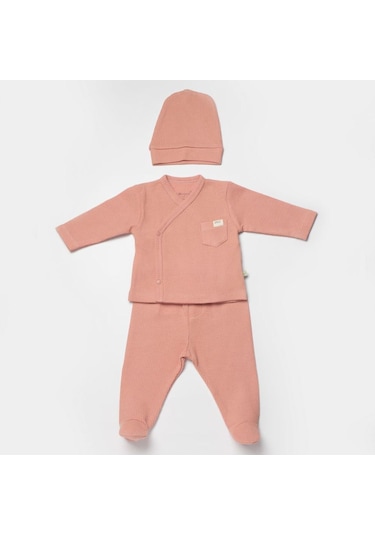 Biorganic Waffle Smile 3'lü Bebek Seti 73323 Bej