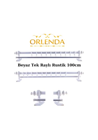 Ahşap Başlıklı Alminyum Boru Rustik Perde Askısı Tek Raylı 100 CM
