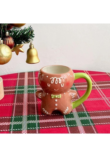 Honmex Yeniden Kullanılabilir Fırın/mikrodalga Uygun Kiremit Kupa, Şekerci Adam Şekli, Noel si, Kırmızı Saplı, 1 Adet Kırmızı Sap